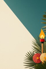Colorful Abstract Composition Featuring Tropical Elements, Shapes, and Vibrant Colors Against a Soft Geometric Background for a Lively Aesthetic