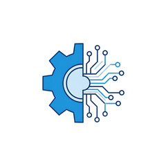 Obraz premium 3d icon of gear and circuit board representing technology and engineering isolated on transparent background with png file