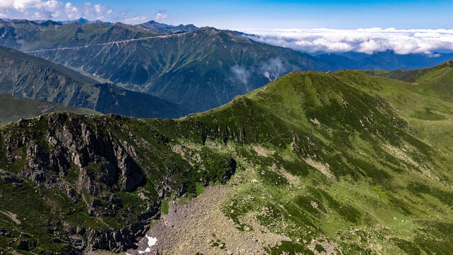 Breathtaking Aerial View of Lush Green Mountains in Kackarlar, Rize, Turkiye