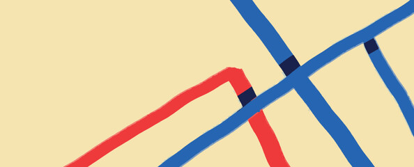 Modern Vector header Banner web with retro Bauhaus design. Primary color volume line.  for casual and professional web design and commercial. for Print or web-design, advertising,  presentation