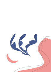 Greeting cards set template design, red and blue colors with lettering. Modern, trendy artwork with group of people in line art and plant in matisse and boho style. Vector backgrounds illustration.