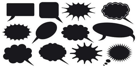 Comic book speech bubbles in various shapes, perfect for expressing thoughts, ideas, and dialogue in design