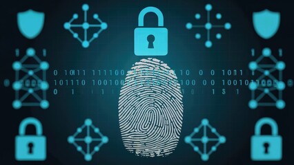 Secure your digital world with advanced biometric fingerprint scanning and cybersecurity protection symbols