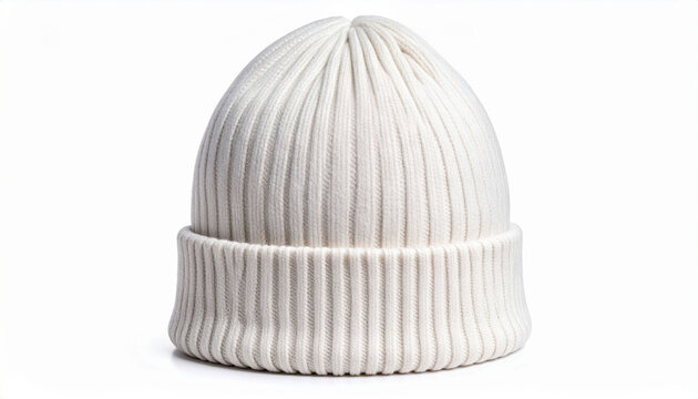 White wool hat on white background