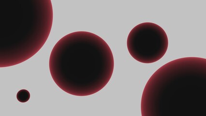 Abstract illustration featuring several black circles with red gradient lines on a light gray background