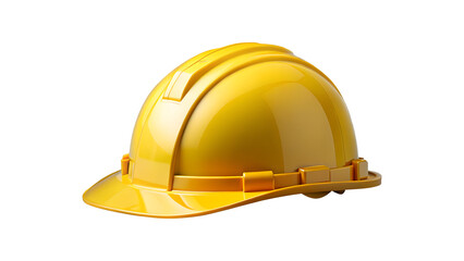 Fototapeta premium Yellow hard hat isolated on transparent background, essential safety equipment for construction workers and engineers on the job site