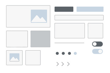 Modern UI design elements with image placeholders and navigation controls for web layout concept
