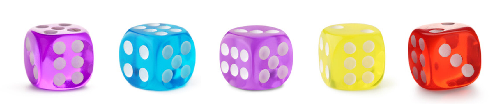 Set of colorful dices on white background