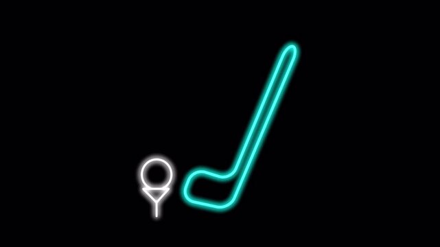 Neon Golf: Glowing Club & Ball Animation on Black Background