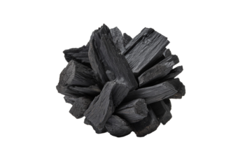 A pile of black wood chips