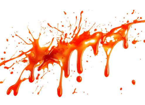 Vibrant Fiery Liquid Splash with Geometric isolated on a transparent background