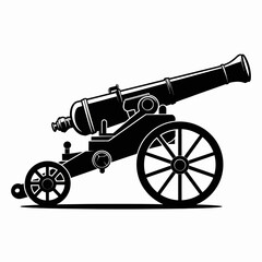 Fototapeta premium Vintage cannon illustration in black and white detailed vector graphics ancient weaponry defense and historical warfare concepts and themes