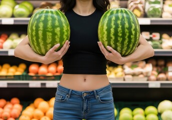 Fototapeta premium Fresh Produce Fun with Watermelons