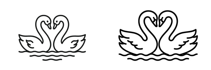 Obraz premium Twin swans entwined in calm water highlighting love and harmony in nature