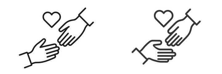 Obraz premium Two hands reaching out to each other with a heart symbol conveying connection and support in a minimalist design