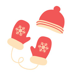 winter gloves and hat isolated vector illustration