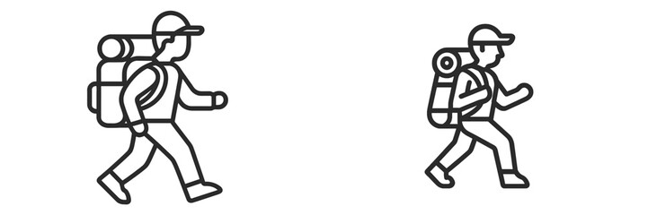 Hikers exploring a trail in the mountains during a sunny day in the early afternoon