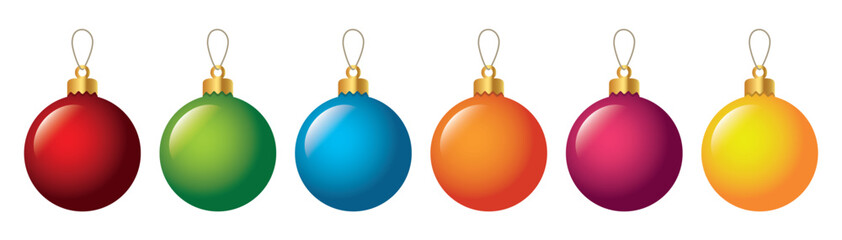 set of colorful christmas balls isolated vector illustration