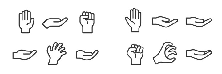 Obraz premium Collection of hand gestures illustrating various actions and expressions, suitable for communication and graphics