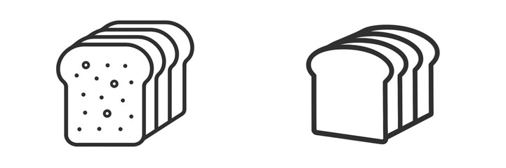Different styles of sliced bread presented in a minimalist design suitable for culinary illustrations