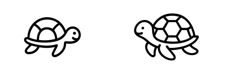 Obraz premium Simple illustration of two cartoon turtles walking in a playful manner on a white background