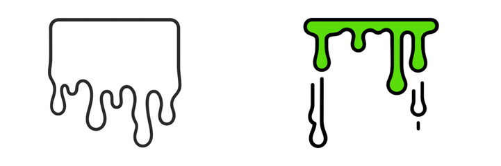 Dripping design illustrating a slimy texture with distinct outlines and vibrant green color in a creative art style