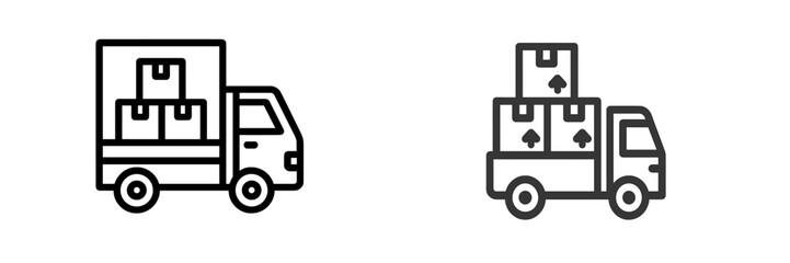 Delivery trucks transporting boxes and packages in a busy urban environment during daytime hours
