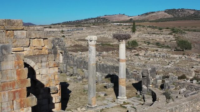 Volubilis, an ancient Roman city in Morocco, flourished between the 3rd century BCE and 3rd century CE, known for its mosaics, temples, and role as a key administrative and trade center.