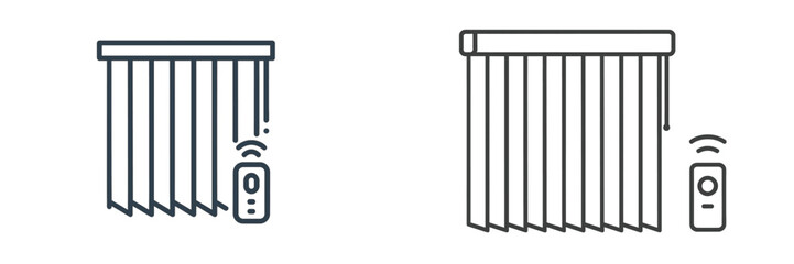 Automated window blinds with remote control feature shown from the side view in a minimalistic design