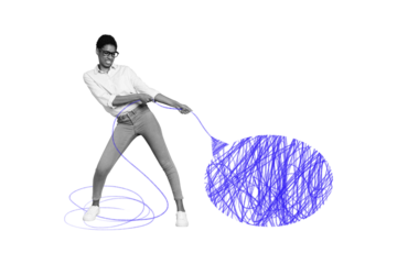 Abstract collage of young hardworking business person transgender drag painted chatterbox textbox isolated on plaid sheet page background