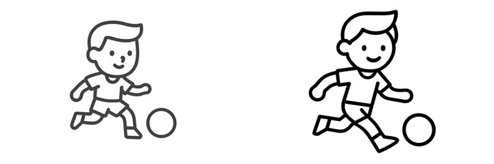 Young boy running and dribbling a soccer ball on a sunny day at the park while having fun and practicing skills