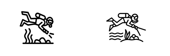 Diver exploring underwater ecosystems and searching for marine life in clear blue waters