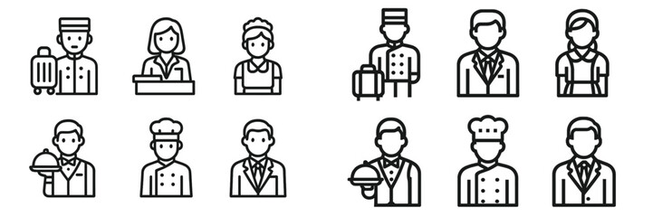 Staff members provide various services in a hotel setting during daytime hours