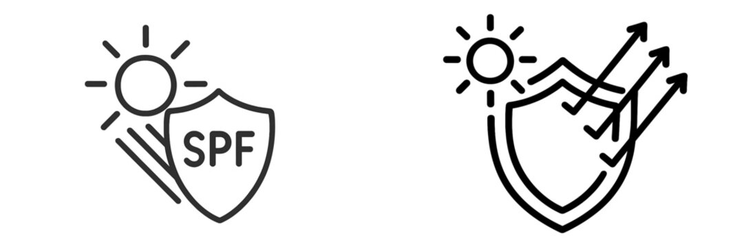 Sunscreen protection symbols emphasize the importance of SPF for skin health and sun safety in sunny weather - Powered by Adobe