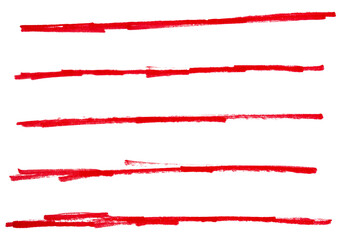 PNG Set of hand drawn red marker line design element, grunge strokes, doodle lines underline scribble