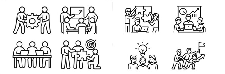 Collaborative team activities showcasing problem solving and innovation in a modern workspace environment