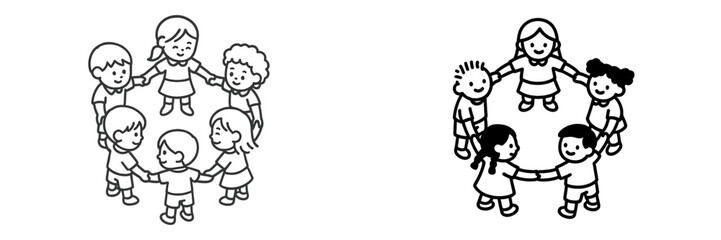 Obraz premium Children playing in a circle holding hands in a joyful activity