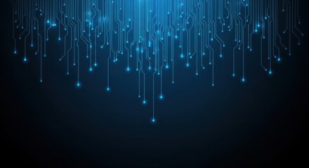 Abstract blue digital rain matrix code effect with glowing particles futuristic technology concept