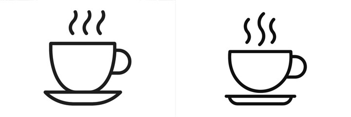 Stylish vector illustration of coffee cups with steam rising