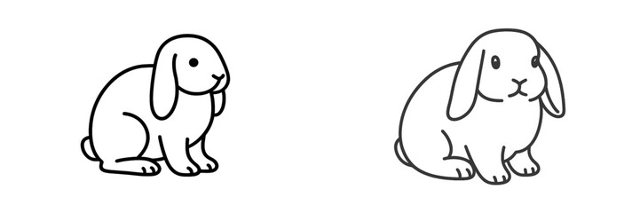 Obraz premium Cute vector illustration of two rabbits in a minimalistic style