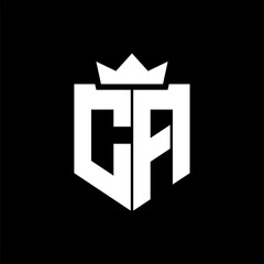 CA Vector image of a shield with a sharp geometric style and a pointed crown