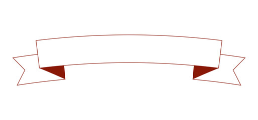 可愛いアーチ型の赤い枠の白リボンイラスト