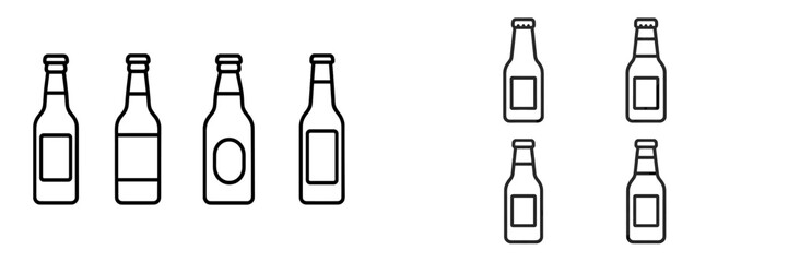 Black and white vector illustrations of beer bottle designs