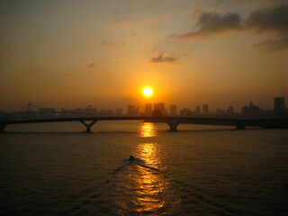 Naklejka premium 東京都 晴海運河の風景(豊洲)
