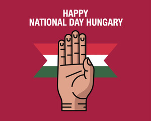 Hungary National Day Hand Flag Celebration Graphic