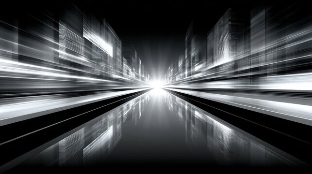 Fototapeta Monochromatic cityscape photograph showcasing towering skyscrapers urban streets architectural details and a timeless metropolitan skyline capturing the essence of city life.