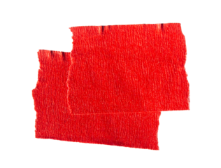 Ripped torn paper adhesive red masking tape on transparent background