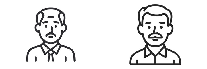 Two vector illustrations showcase different male character designs