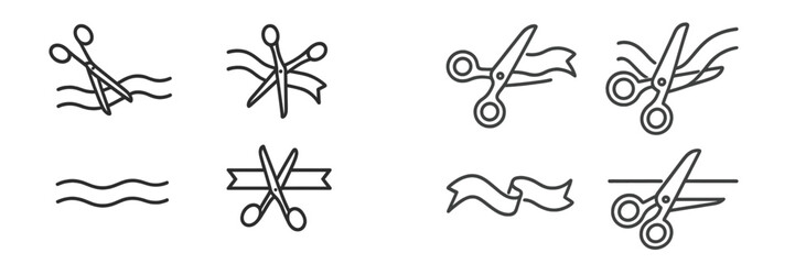 Scissors and ribbon cutting illustrations for celebration themes