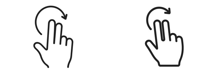 Obraz premium Hand gestures illustrating swipe and rotate actions on a touchscreen